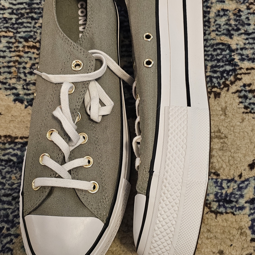 Converse Light Olive Platform Sneakers